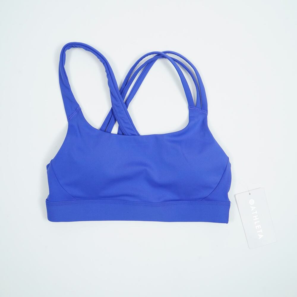 Athleta Train Free Sports Bra XS Blue Strappy Racerback A-C NWT